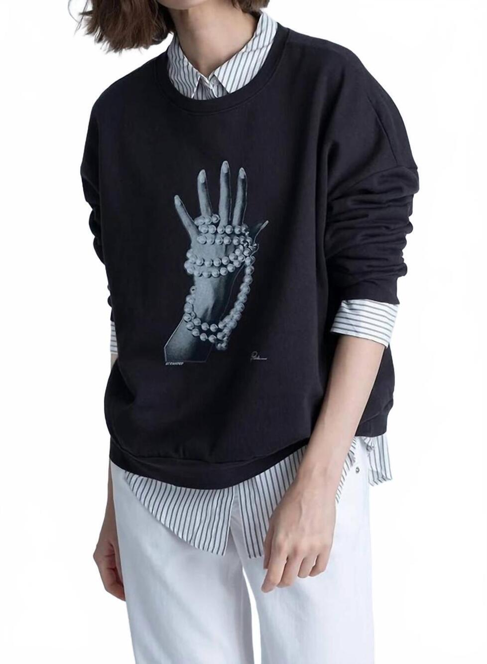 NEW CPRESS STUDIO stranded cozy sweatshirt in worn black